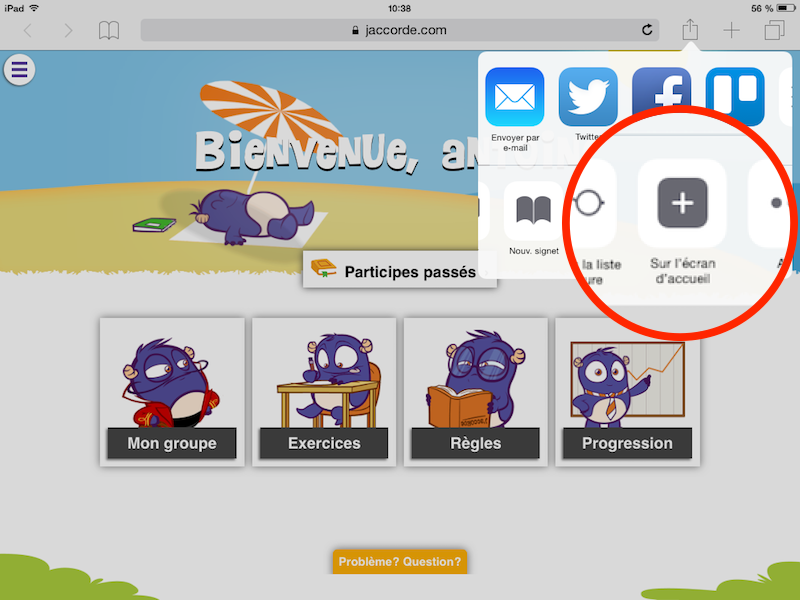 Choisissez « Sur l’écran d’accueil »