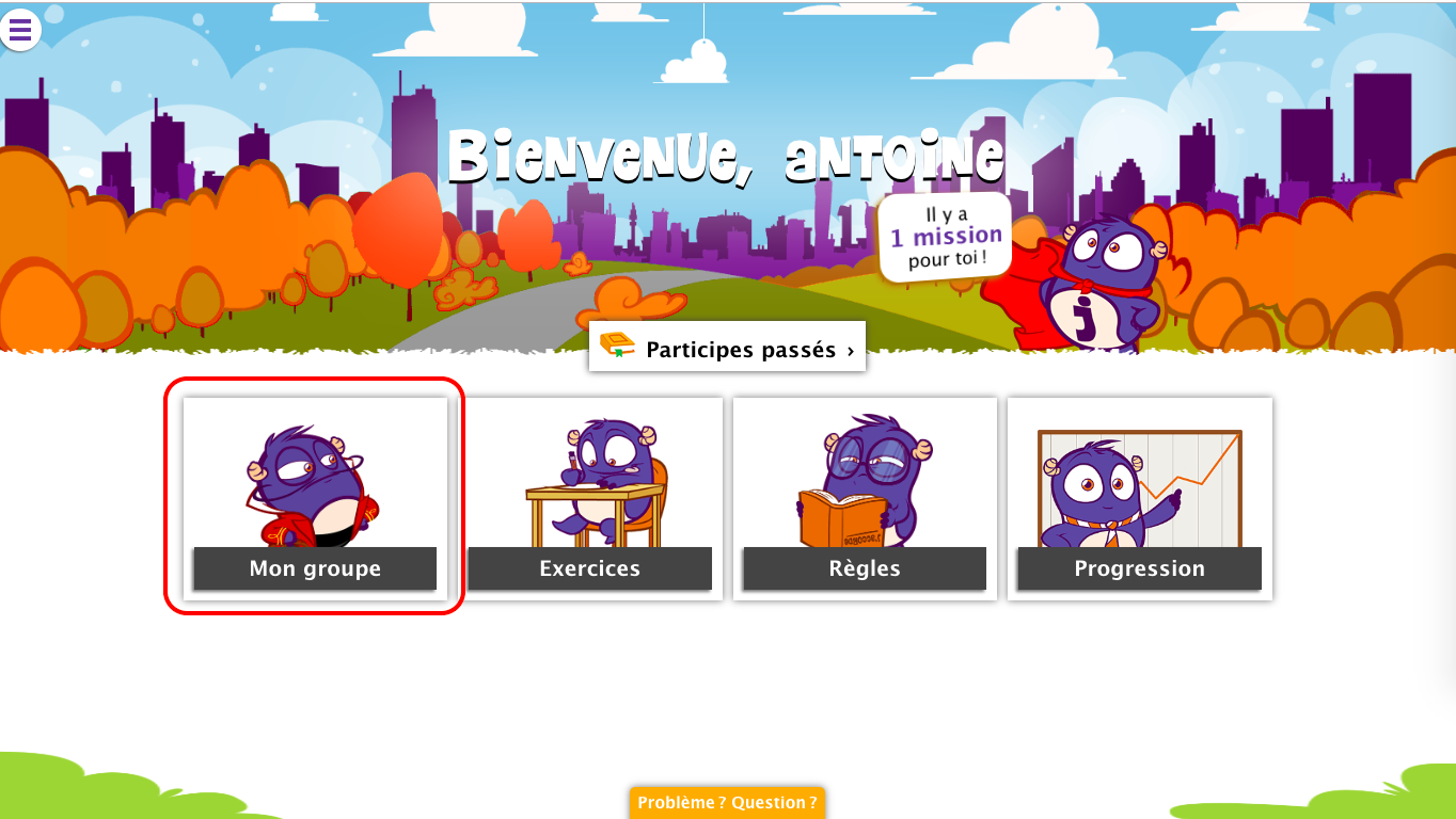 Cliquez sur « Mon groupe » pour voir la liste de vos groupes.