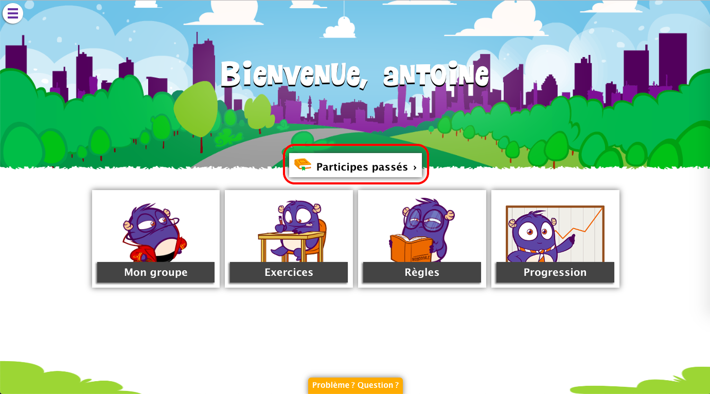 Cliquez sur le sujet courant pour afficher la liste des sujets.